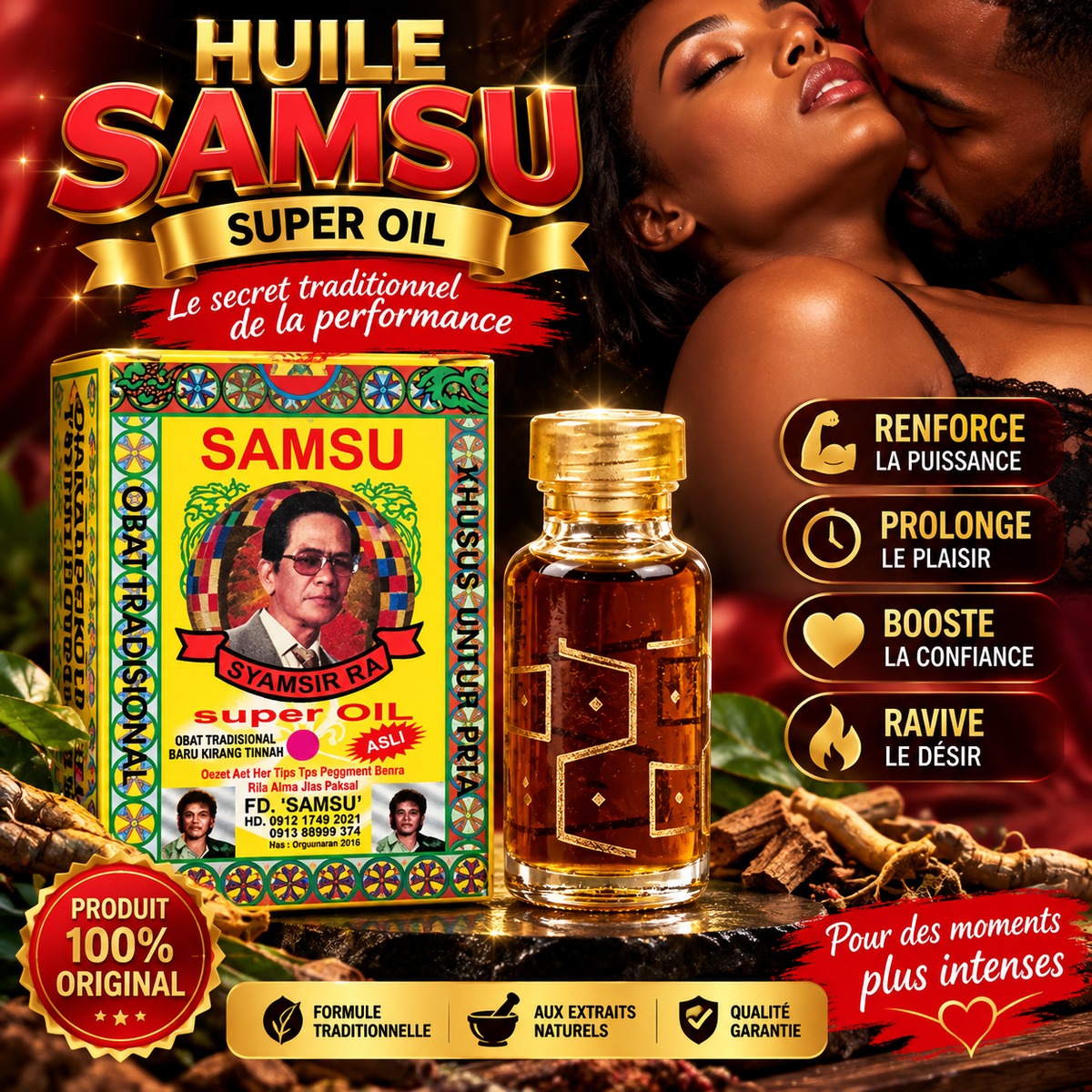 Samsu Huile Aphrodisiaque – Prolongateur de Plaisir Masculin