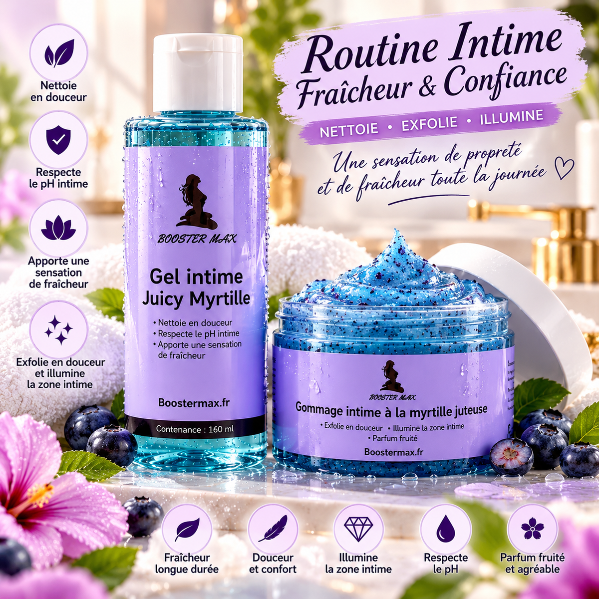 Gommage et  gel Intime à la Myrtille